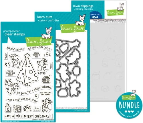 Lawn Fawn - Stamp Stencil & Die BUNDLE - Cheesy Christmas - LF3500/LF3501/LF3558
