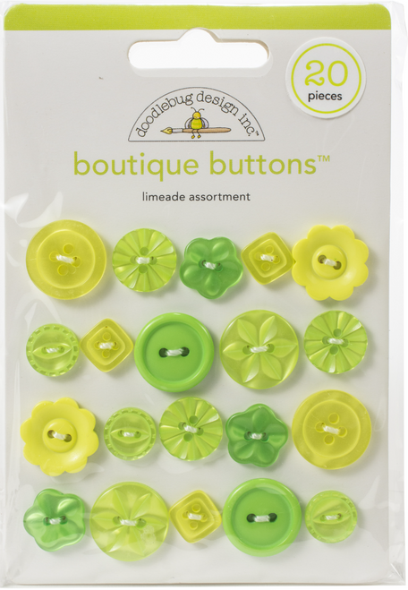 Doodlebug - Boutique Buttons 20/Pkg - Limeade