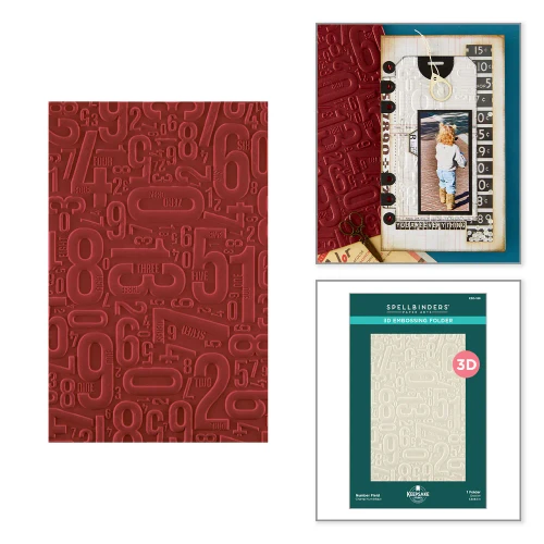 Spellbinders Esther Glas - Number Field 3D Embossing Folder - E3D-186