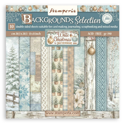 Stamperia - Paper Pad 8x8 10/Pkg - White Christmas - Backgrounds - SBBS147