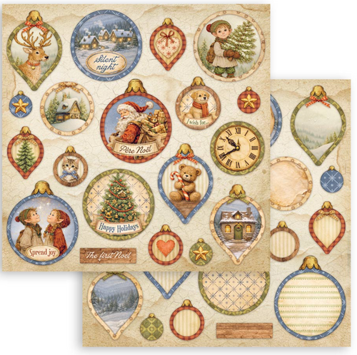 Stamperia - Double Sided Cardstock 12x12 - Silent Night -  Ornaments - SBB1167