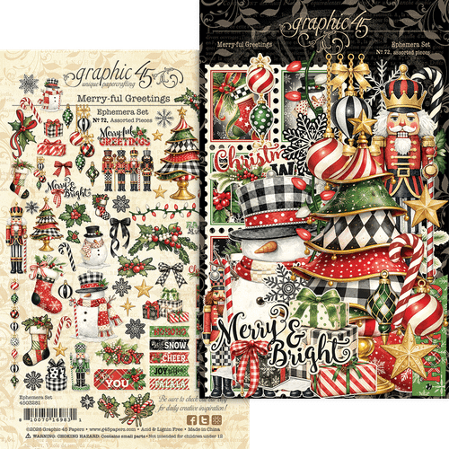 Graphic 45 - Ephemera Set - Merry-ful Greetings - 4503281
