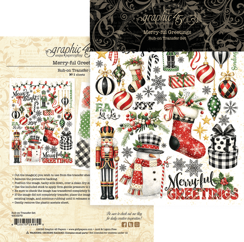 Graphic 45 - Rub-on Transfers - Merry-ful Greetings - 4503279