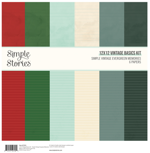 Simple Stories  - Solids Kit 12"X12" - Simple Vintage Evergreen Memories - 27816