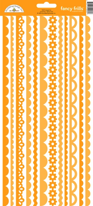 Doodlebug - Fancy Frills Stickers 6"X13" - Tangerine - 9232