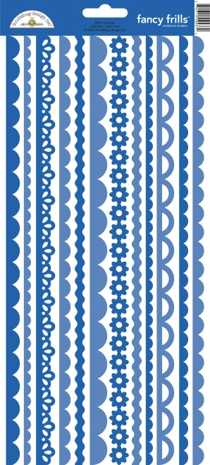 Doodlebug - Fancy Frills Stickers 6"X13" - Blue Jean - 9237