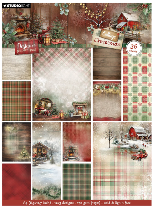 Studio Light - Designer Paper Pad 36/Pkg - Cottage Christmas - Backgrounds - SL-CC-DPP484