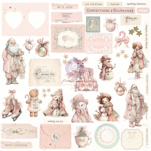 Prima Marketing - Ephemera – Frosty Memories – 100 pcs w/ foil details - Christmas Blush - 982591