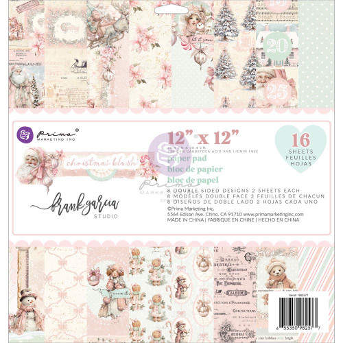 Prima Marketing - 12×12 Paper Pad – 16 sheets - Christmas Blush - 982577