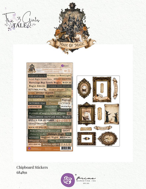 Prima Marketing - Chipboard Stickers – 61 pcs - Made of Magic - 684891