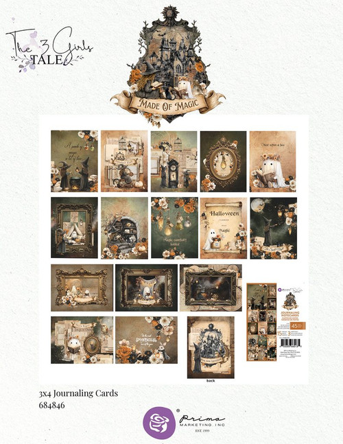 Prima Marketing - 3×4 Journaling Cards – 45 sheets - Made of Magic - 684846