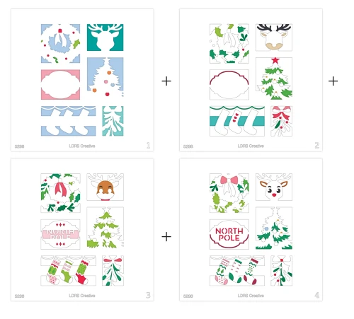 LDRS Creative - Postage Collage Layering Stencils - Tis the Season -  5298