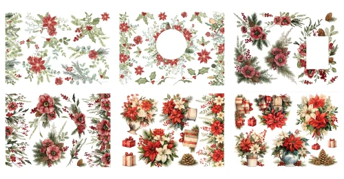 LDRS Creative - AquaInk Transfer Sheets - Festive Flora - 9062