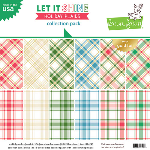 Lawn Fawn - Double-Sided Paper Pack 12x12 - let it shine holiday plaids - LF 4248