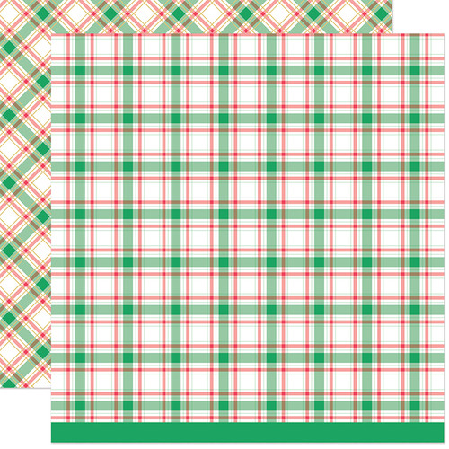 Lawn Fawn - 12x12 Dbl Sided Patterned Paper - Let It Shine Holiday Plaids - Mistletoe  -  LF4246