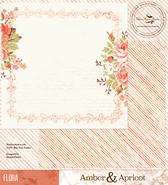 Blue Fern Studios - Amber & Apricot 12x12 dbl sided paper - Flora (827181)