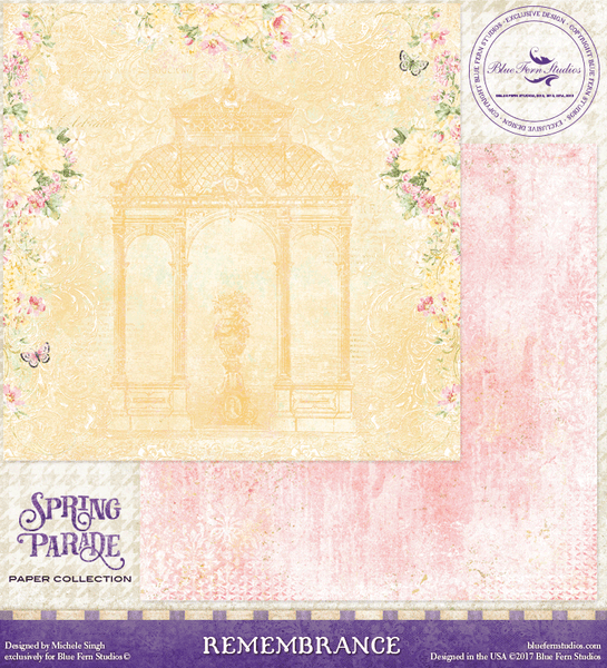 Blue Fern Studio - Spring Parade 12x12 dbl sided paper - Remembrance (816581)