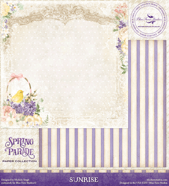 Blue Fern Studio - Spring Parade 12x12 dbl sided paper - Sunrise (816888)