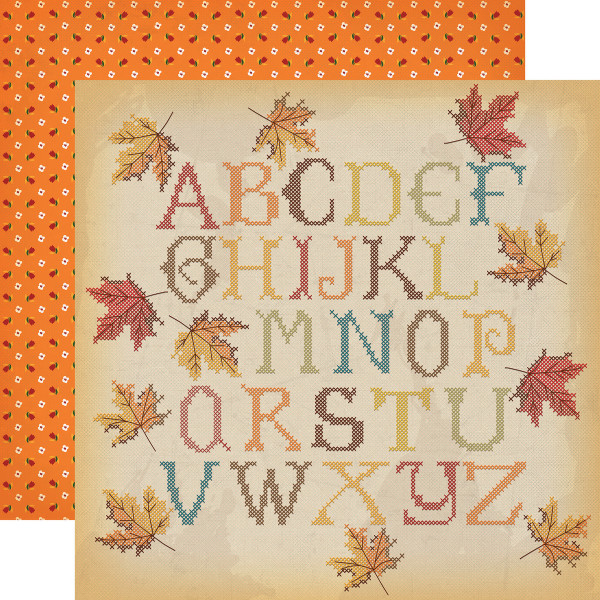 Carta Bella - Autumn - Double -Sided Cardstock 12"x12" - Fall Stitching (CBATM57013)