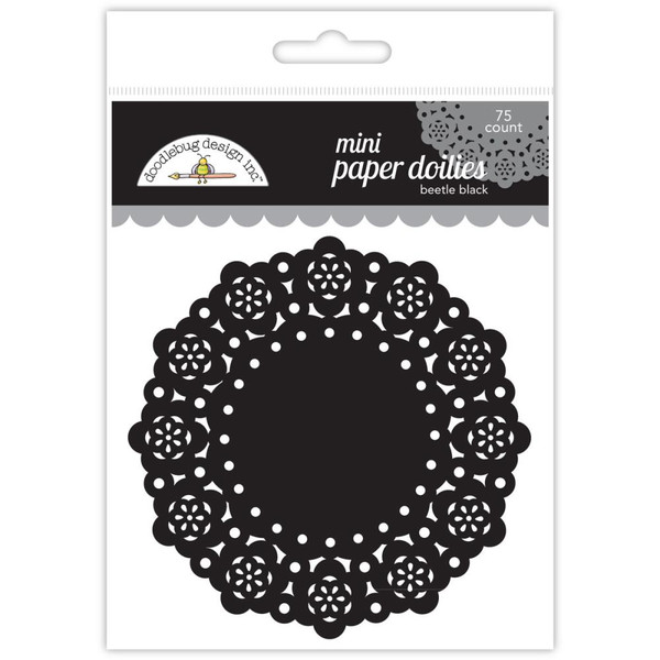 Doodlebug - Mini Paper Doilies 3" 75/Pkg - Beetle Black (DDM 4607)