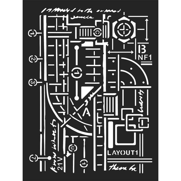 Stamperia - 7.87" X 5.91" Stencil - Mixed Media Layout (KSAT05)