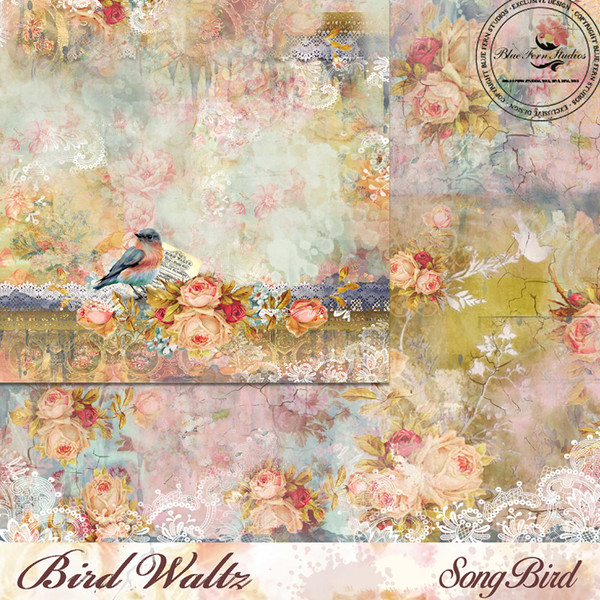 Blue Fern Studios - Bird Waltz - 12x12 dbl sided paper - Song Bird (688070)