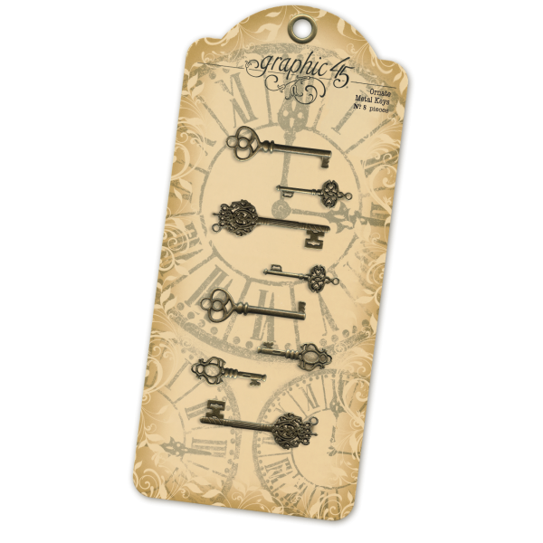 Graphic 45 - Antique Brass Ornate Metal Keys (G4500545)