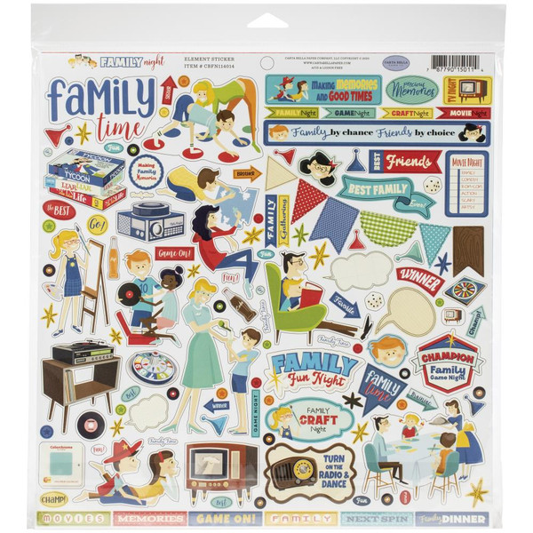 Carta Bella - Cardstock Element Sticker 12x12 - Family Night (FN114014)