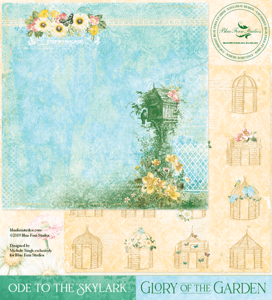 Blue Fern Studios - Glory of the Garden - Double Sided Cardstock 12x12 - Ode to the Skylark (692374)