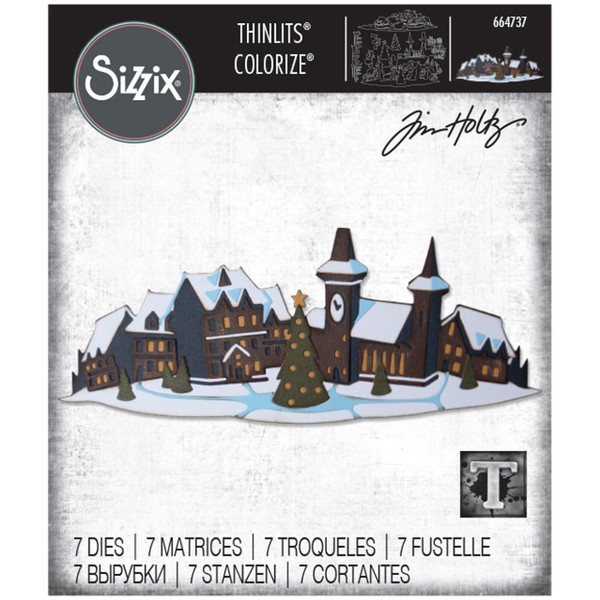 Sizzix Thinlits Die Set 7PK - Holiday Village, Colorize by Tim Holtz (664737)