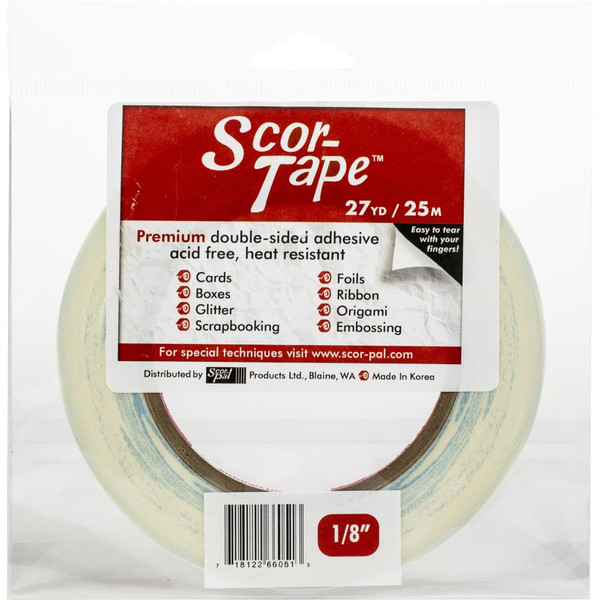 SCOR-TAPE Double-Sided Tape - 1 roll 1/8"x 27yrds (SP201)