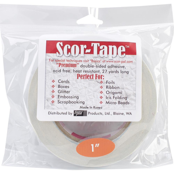 SCOR-TAPE Double-Sided Tape - 1 roll 1"x 27yrds (SP207)