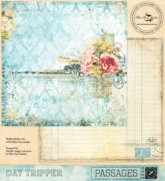 Blue Fern Studios - Double-Sided Paper 12x12 - Passages - Day Tripper (701670)