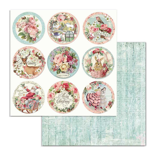 Stamperia - Double sided 12x12 Paper - Pink Christmas - Rounds (SBB701)