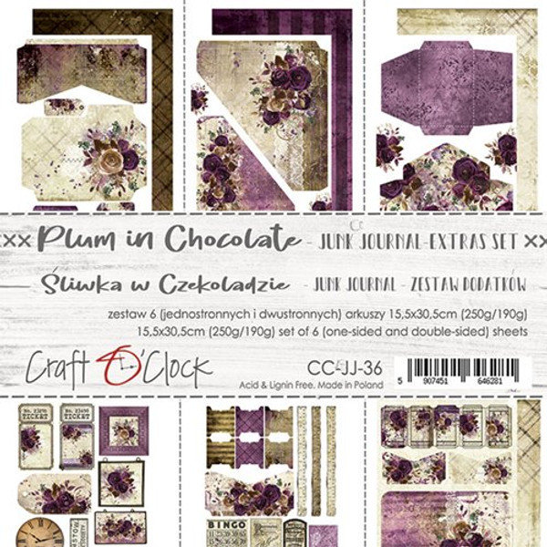 Craft O Clock - Junk Journal Set 6/Pkg 6x12 - Plum In Chocolate (CC-JJ-36)