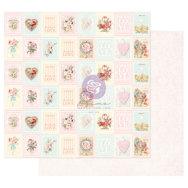 Prima Frank Garcia - Double sided 12x12 Paper w/Foil Accents - Magic Love - Love Stamps (996659)