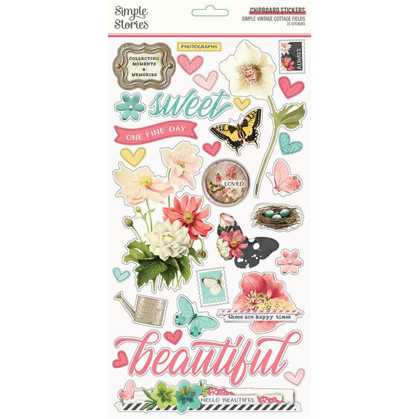 Simple Stories - Chipboard Stickers 6"X12" - Cottage Fields (CF14720)