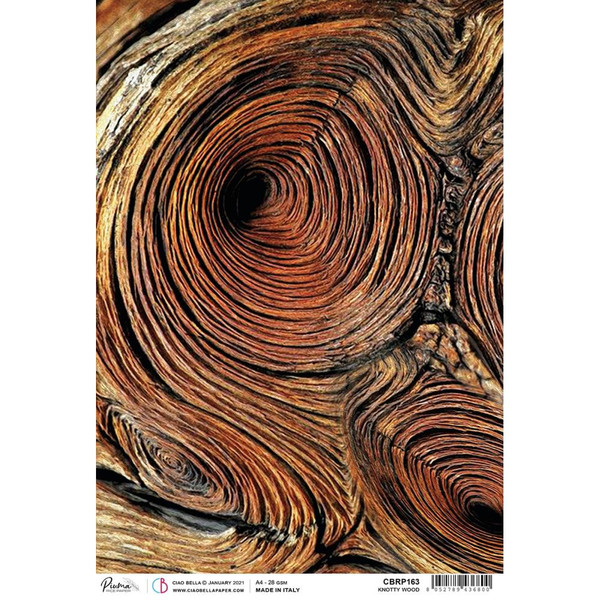 Ciao Bella - Rice Paper Sheet A4 - Delta - Knotty Wood (CBRP163)
