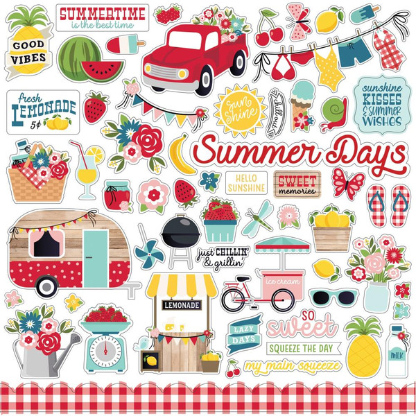 Echo Park - Cardstock Stickers 12x12- A Slice of Summer (OS241014)