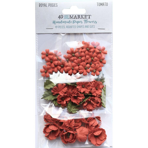 49 and Market - Paper Flowers - Royal Posies 49/Pkg - Tomato (49RP - 34079)