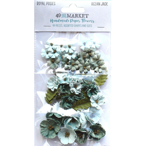 49 and Market - Paper Flowers - Royal Posies 49/Pkg - Ocean Jade (49RP - 34123)