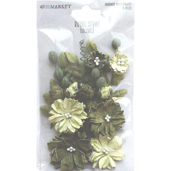 49 and Market - Paper Flowers - Royal Spray 15/Pkg - Olive (49RS - 34017)