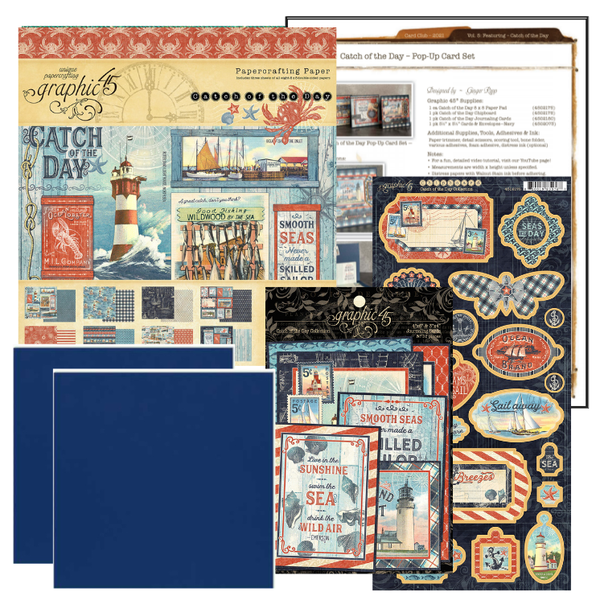 Graphic 45 - Card Club Vol 5 May 2021 - Catch of the Day - Pop-up Card Set (Card Club G45 Vol5 2021)