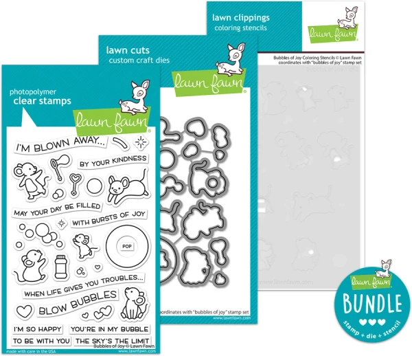 Lawn Fawn - Clear Stamp, Die & Stencil Bundle - Bubbles of Joy - LF2500/LF2501/LF4149