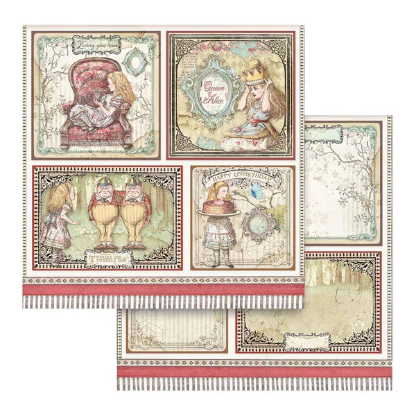 Stamperia - Double-Sided Cardstock 12"X12" - Alice Through The Looking Glass - Cards (SBB817)