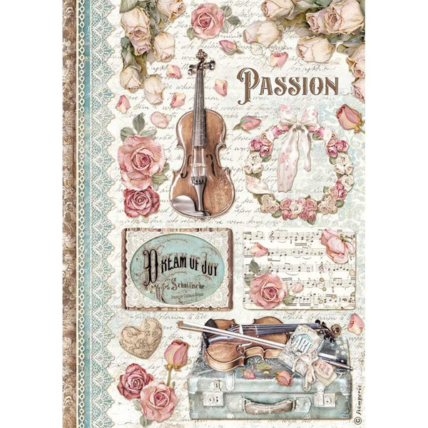 Stamperia - Decoupage Rice Paper A4 - Passion - Music (DFSA4621)