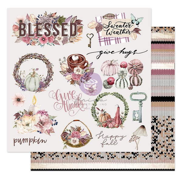 Prima - 12x12 Double Sided Paper - Hello Pink Autumn - Sweater Weather (HPAU12 49993)