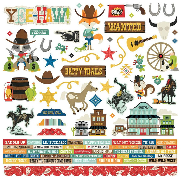 Simple Stories - Cardstock Sticker Sheet 12"X12" - Howdy - Combo (HOW15401)