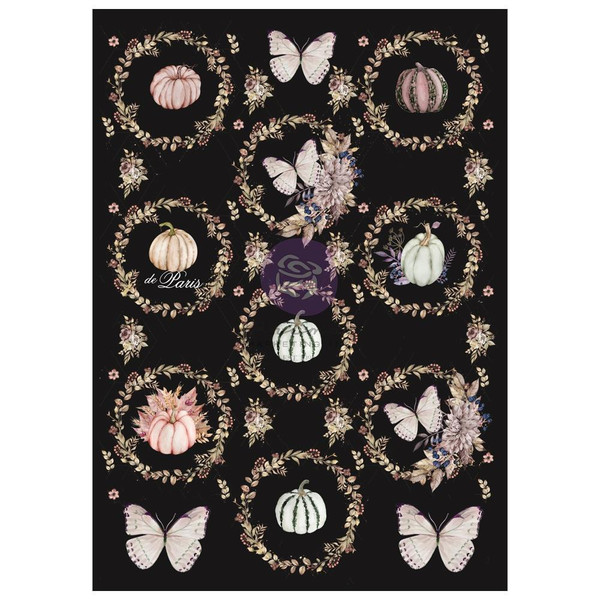 Prima - Hello Pink Autumn - Rice Paper Sheet A4 - Butterfly's Wreaths & Pumpkins #1 (P654474)