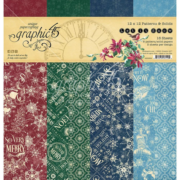 Graphic 45 - Double-Sided Paper Pad 12"X12" 16/Pkg - Let It Snow - Patterns & Solids (G4502324)